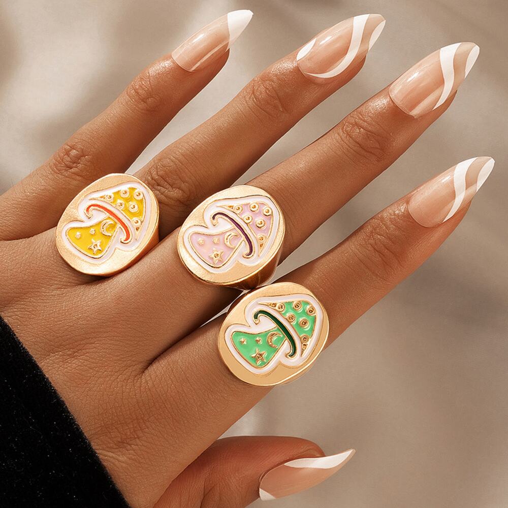 Chunky Mushroom Rings Set Of Three - Garden Cottage Jewelry #BN2
